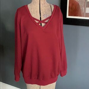 Justfab burgundy X bodice sweatshirt, medium